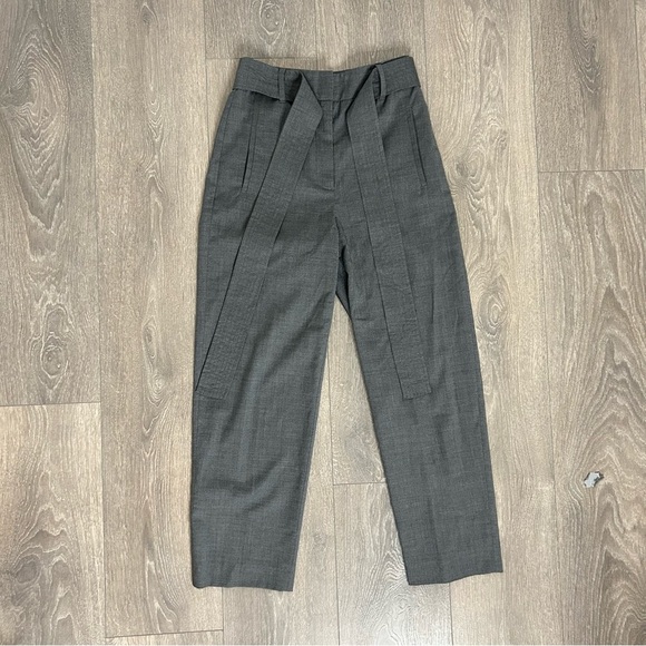 Aritzia Wilfred Jallade Pants Tie Front Heathered Grey High Rise Waist Trousers - Picture 6 of 14